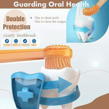 Dog Toothbrush, Pet Silicone Toothbrush Cat Tooth Brushing Kit with Storage Cup, 360° Doggie Kitten Toothbrush Tongue Cleaning Brush, Dental Care for Small Pets Ferret Dutch Pigs
