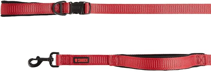 KONG Comfort Ultra Durable Traffic Padded Handle Hands Free Quick Control Leash 6' (Red)