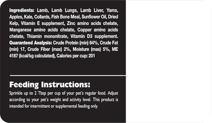 Fresh Is Best - Tasty Trimmings Freeze Dried Raw Meal Topper for Dogs & Cats - Lamb, 6 Ounces