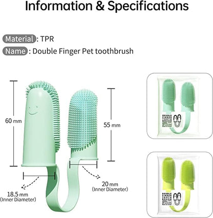 10 Pack Dog Finger Toothbrush Dog Teeth Cleaning Brush 2-Finger Dog Tooth Brushing Kit Dog Cat Toothbrush with Bristles Puppy Dental Care Toothbrush for Small Medium Dog Cat Pet