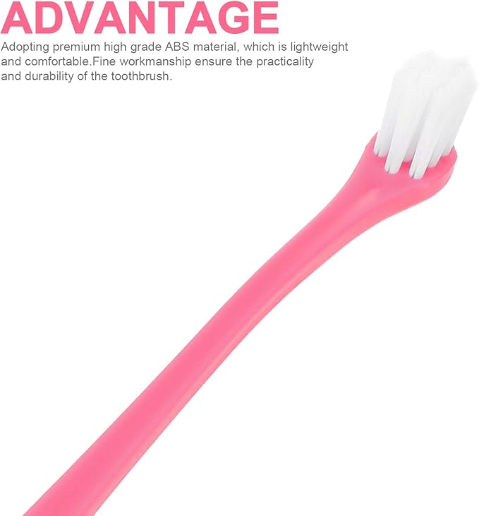 Mipcase Dog Cat Toothbrush 2Pcs Long Handle Pet Toothbrushes Soft Bristles Cat Dental Care Dog Teeth Cleaning Toothbrush for Pet Puppy Kitten Pink