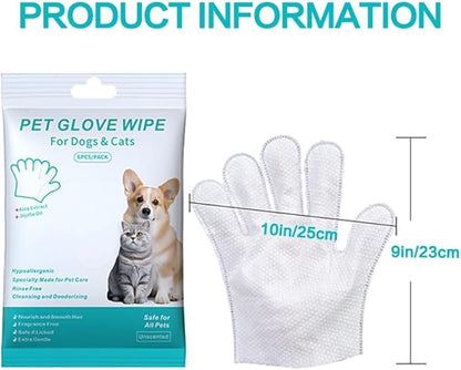 （12PCS）Cleaning Glove for Dog and Cat, Wipes Gloves for Dog and Cat Fur Face, Ear, Eye, Paws Cleaning Wipes Pet Wash Free Gloves, Grooming Wipes for Pet No Rinse Thick Dog Wipes Gloves