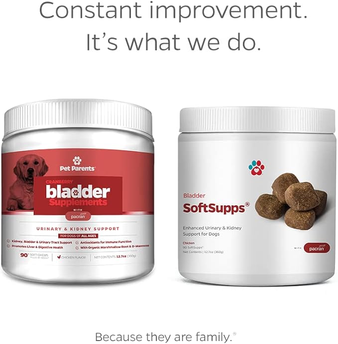 Pet Parents® Bladder SoftSupps® Cranberry Supplement for Dogs with Pacran, D-Mannose for dogs & Pumpkin Seeds for Dogs for Dog UTI Support, Dog Incontinence Support, & Kidney Support for Dogs, 90ct