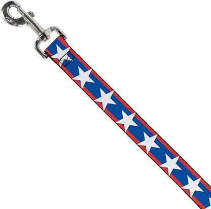 Buckle-Down Dog Leash Stars Stripes Red Blue White 6 Feet Long 0.5 Inch Wide