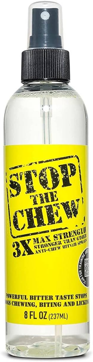 EBPP Stop The Chew 3X Strength Anti Chew Spray for Dogs - No Chew Spray for Puppies - Alcohol Free Dog Deterrent Spray - Bitter Spray for Dogs to Stop Chewing - Powerful No Chew Spray for Dogs - 8oz