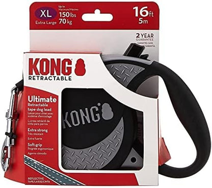 Alcott Kong Ultimate Retractable Dog Leash, Extra Large, Grey, 16' Long