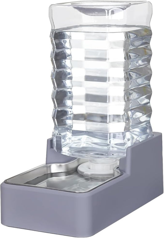 Sfozstra 9L Automatic Dog and Cat Water Dispenser with Stainless Steel Bowl Gravity Waterer,Large Capacity and Drinking,100% BPA-Free,Suitable for Medium and Large-Sized Cats and Dogs (Light Gray, 9L)