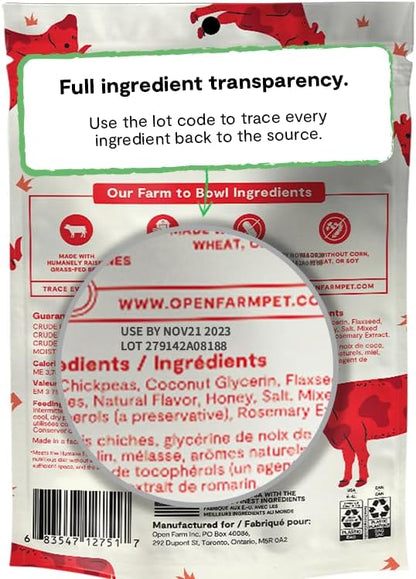 Open Farm Dehydrated Grain-Free Dog Treats, Gently Cooked Recipe with Natural Simple Ingredients and No Artificial Flavors or Preservatives (6 Pack Beef Jerky)