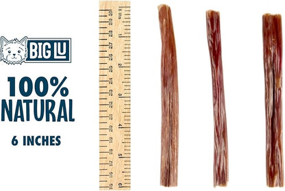 Big Lu - Jerky Gullet Stick Dog Chews, Premium 100% Beef, All-Natural Dog Treats, Rich in Glucosamine and Chondroitin for Joint Health, 6-Inch Sticks (12 Sticks)