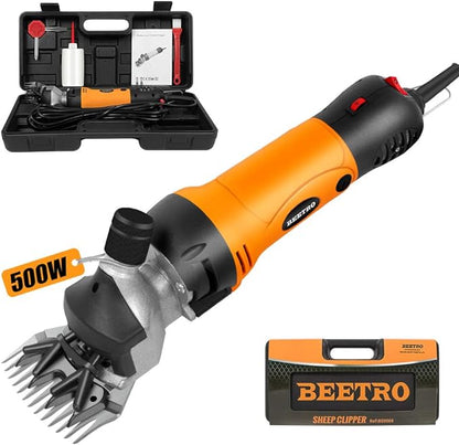 BEETRO 500W, Electric Professional Sheep Shears, Animal Grooming Clippers for Sheep Alpacas Goats and More, 6 Speeds Heavy Duty Farm Livestock Haircut
