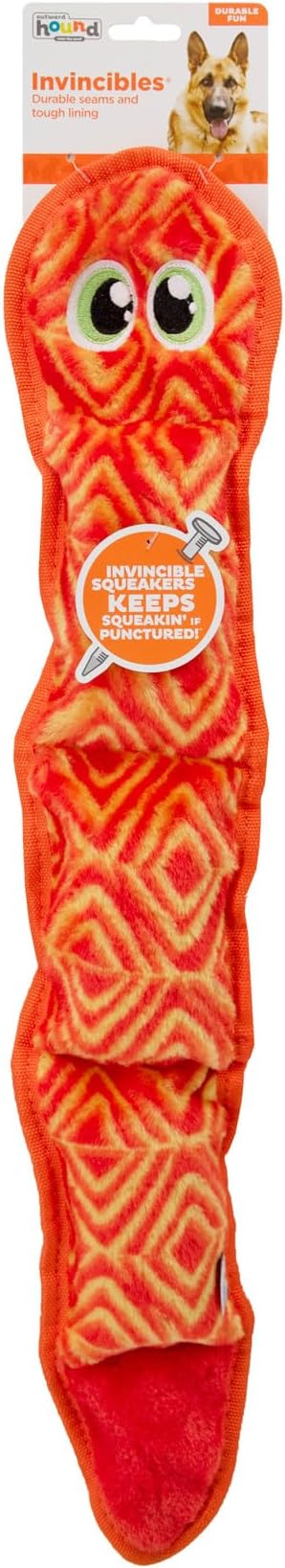 Outward Hound Durablez Pink Snake Plush Dog Toy, Large
