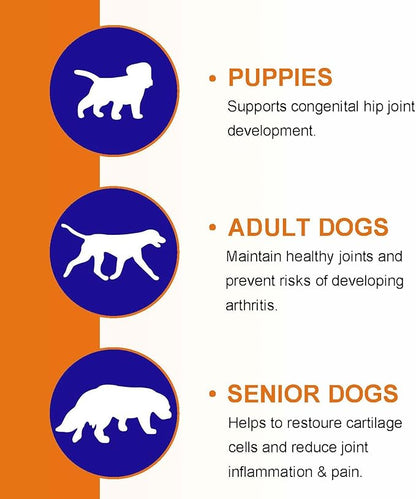 Glucosamine for Dogs, Hip and Joint Supplement (150 Tablets 13.2 oz) - Joint Care Chews w/Chondroitin Sulfate, MSM, Hemp Oil - Arthritis Pain Relief, Mobility Support for Small & Large Breed