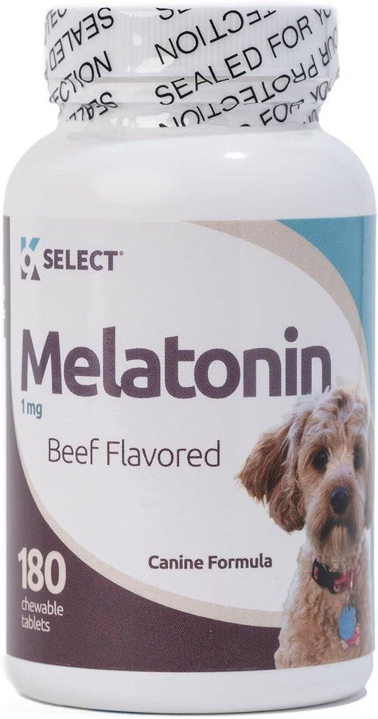 Melatonin for Dogs, 1 mg - 180 Beef Flavored Chewable Tablets - Dog Melatonin for Smaller Breeds - Gentle Well-being Enhancer - Healthy, Tasty Dog Treats That Promote Overall Health