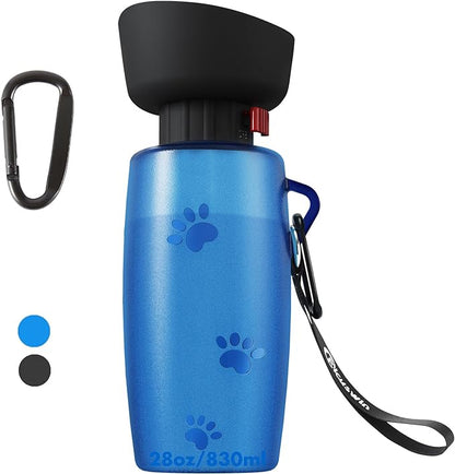 Dog Water Bottle Portable, 28oz Dog Travel Water Bottles, Patented, Leak-proof Pet Water Dispenser for Outdoor Walking, Hiking, Food Grade Silicone, Klein Blue