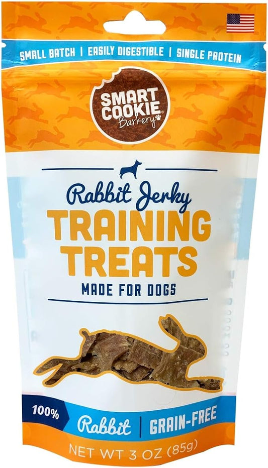 Single Ingredient Rabbit Jerky Dog Treats - Bite Size Training Treats for Dogs and Puppies with Allergies and Sensitive Stomachs - Dehydrated, 100% Meat, Made in USA - 3oz, Pack of 1