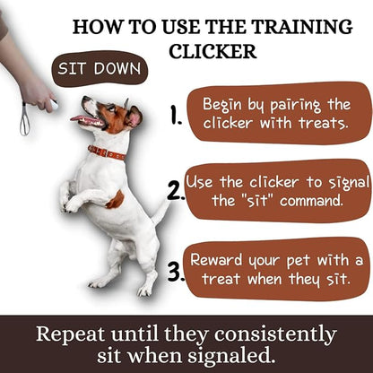 Premium Quality Cat & Dog Training Clicker with a Wrist Strap. Lightweight Unique Design, Effective Pet Training Tool for Cats or Puppies (White)