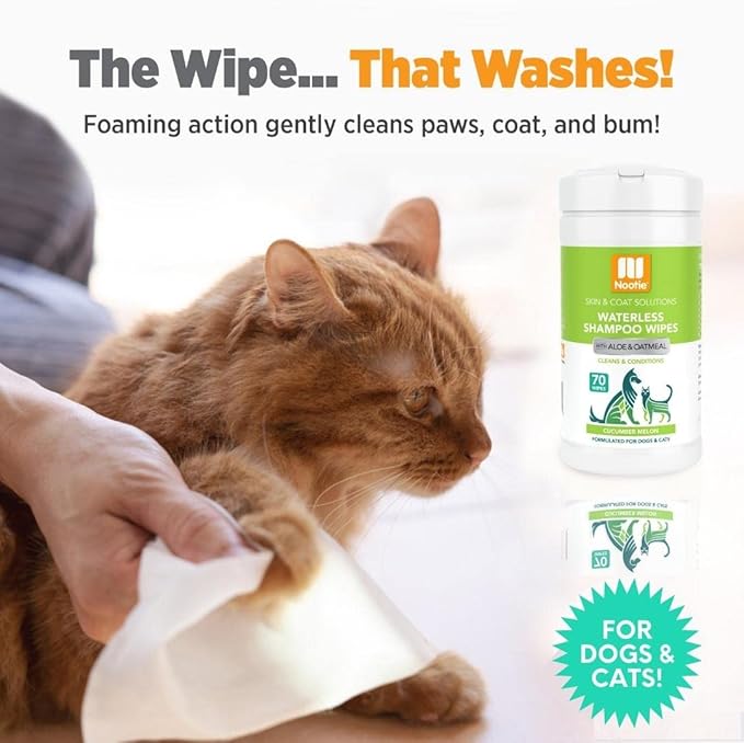 Nootie Waterless Shampoo Wipes for Dogs & Cats - Long Lasting Cucumber Melon Fragrance - Sold in Over 10,000 Vet Clinics and Pet Stores Worldwide, Made in USA - 70 Count