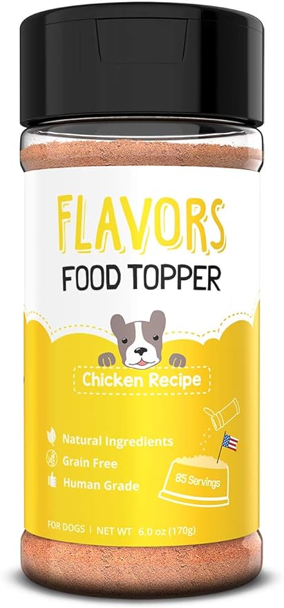 Flavors Food Topper Dogs - Chicken Recipe - Natural, Human Grade, Grain Free - Perfect Kibble Seasoning for Picky Dog (Chicken, 6.0oz)