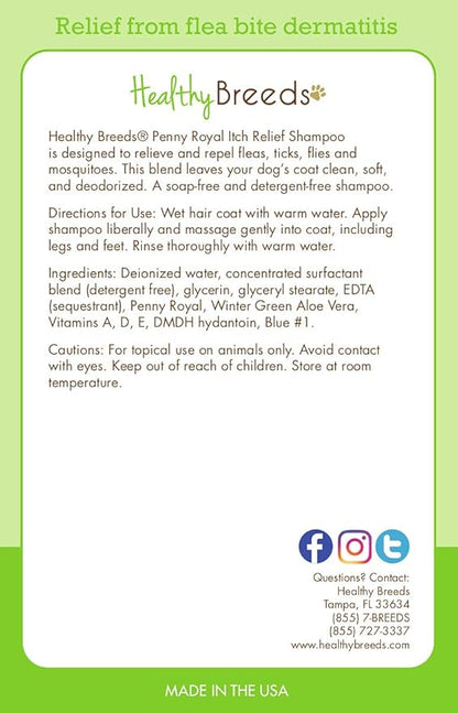 Healthy Breeds Norwegian Elkhound Penny Royal Itch Relief Shampoo - Stop The Scratching & Relieve The Itch with Essential Oils of Eucalyptus & Cedarwood - Mint Scent - 8 oz
