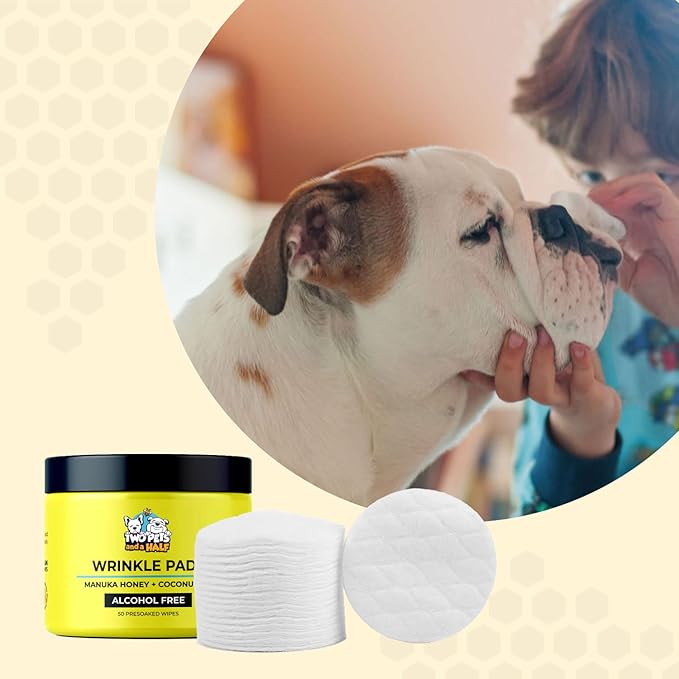 Wrinkle Wipes for English Bulldog,French Bulldog,Pug(Alcohol Free)- Dog Face Wipes For Wrinkles,Tail Pockets- Wrinkle Wipes Frenchie Bulldog. Say Bye to Rash Using It With Wrinkle Paste For Bulldogs