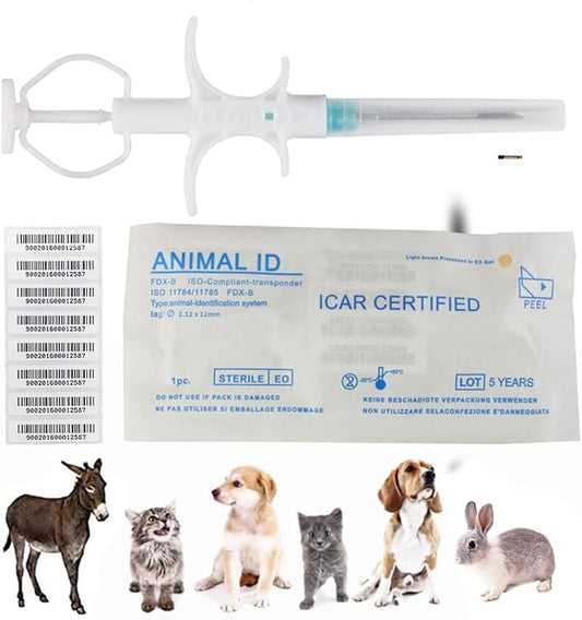 2 Packs 2.12x12mm, VENREA Universal Pet Microchip 134.2khz Registration Animal Implant Chip FDX-B Pet ID Microchip for The Management and Tracking of Dog Cat Cow Pig Rabbit Pigeon Fish
