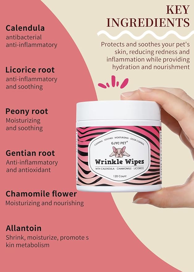 Wrinkle Wipes + Wrinkle Balm for Dogs | Bulldog, French Bulldog, Pug, English Bulldog | Cleans & Soothes Wrinkles, Folds, Tear Stain, Tail Pockets & Paws