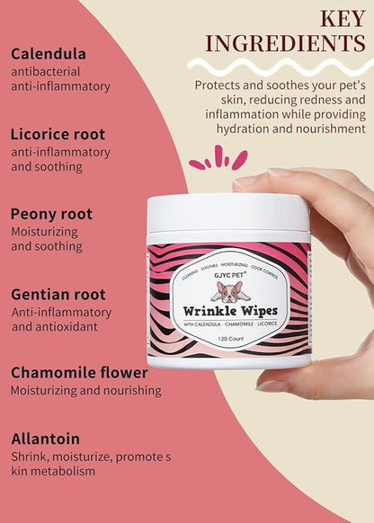 Wrinkle Wipes + Wrinkle Balm for Dogs | Bulldog, French Bulldog, Pug, English Bulldog | Cleans & Soothes Wrinkles, Folds, Tear Stain, Tail Pockets & Paws