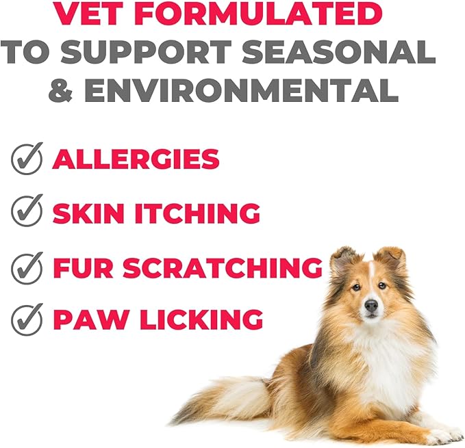 Mighty Petz MAX Dog Allergy Relief Chews - Itch Relief for Dogs. Dog Allergy Chews, Seasonal Allergies, Dog Itchy Skin & Immune Support Supplement. Colostrum & Probiotics