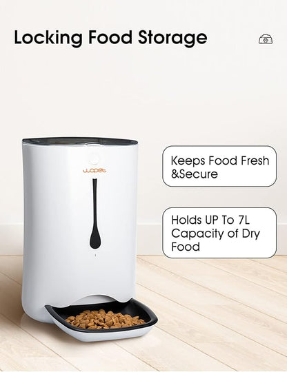 WOPET Automatic Pet Feeder Food Dispenser for Cats and Dogs–Features: Distribution Alarms,Portion Control,Voice Recorder, & Programmable Timer for up to 4 Meals per Day