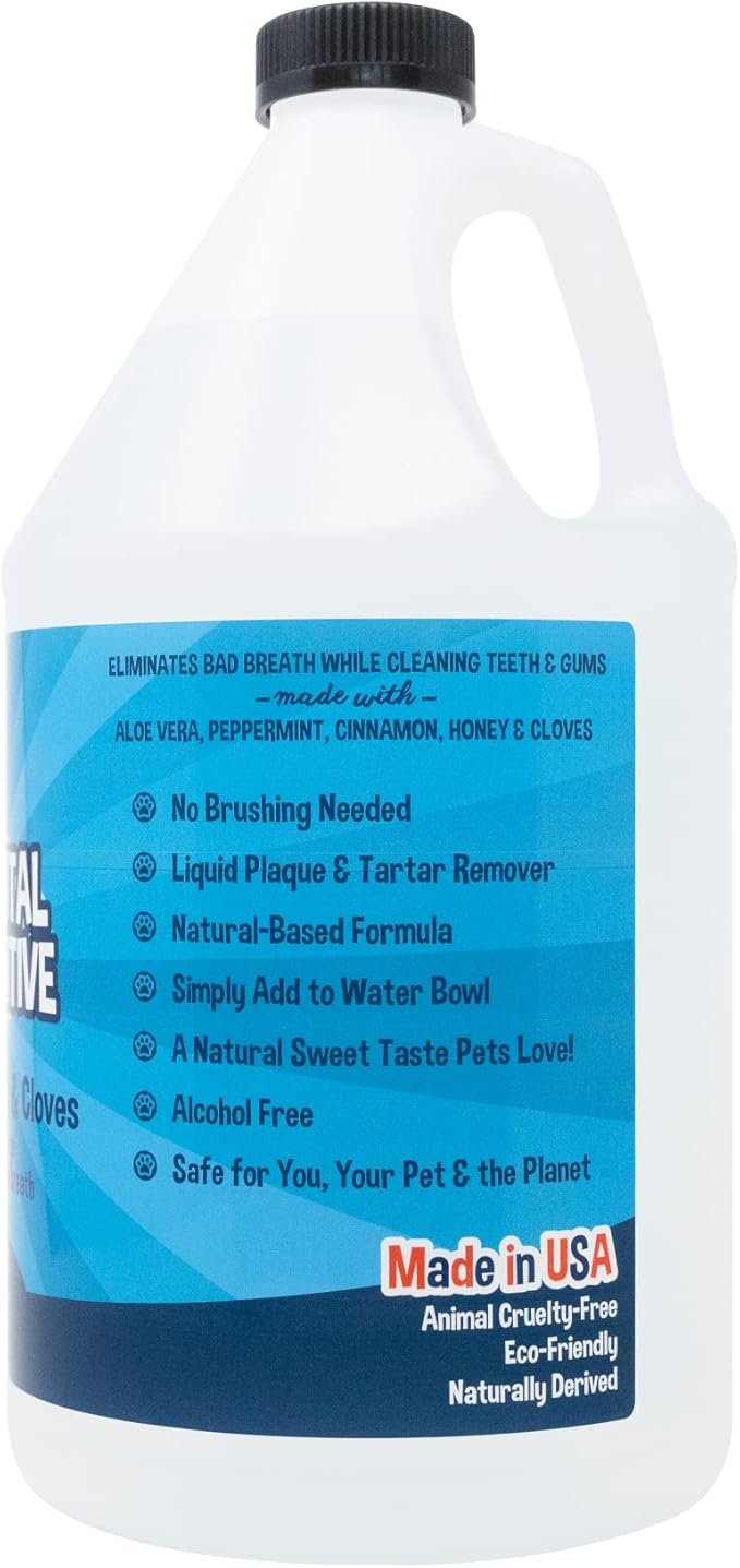 New Peppermint Fresh Breath Dental Water Additive for Dogs and Pets | Teeth, Breath, and Healthy Gums | Tartar Cleaning, Plaque Remover & Fresh Drinking Oral Care Cleaner No Brush Required (128oz)