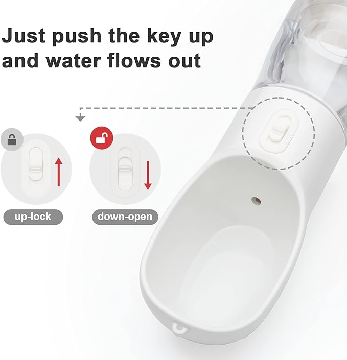 Outdoor Dog Water Bottle Dispenser - Leak Proof Water Bottle for dogs On The Go with Food Container Multifunctional Travel Dog Water Bottle（White）