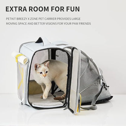PETKIT Soft-Sided Cat Backpack Carrier for Large Cats Small Dogs, Expandable and Ventilated Cat Puppy Bag Airline Approved for Summer Traveling