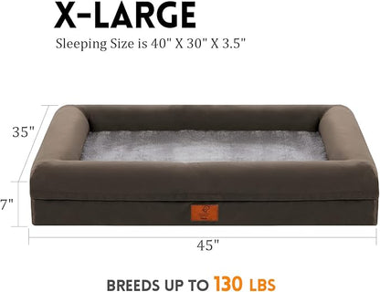 Dog Beds for Extra Large Dogs, Olive Green Orthopedic Dog Bed, Washable Dog Bed with Removable Cover, Waterproof Dog Bed with Nonskid Bottom, Pet Bed, XL Dog Bed