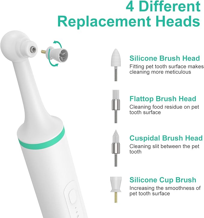 Life Basis Electric Pet Toothbrush Head, Pet Teeth Cleaning Replacement Heads for Dog Cats