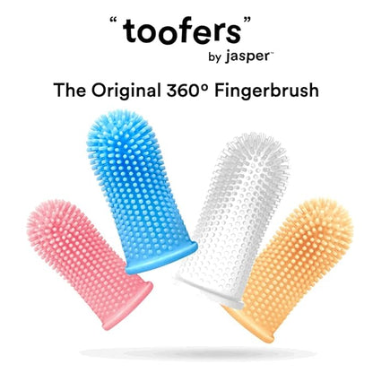 Jasper Dog Toothbrush - 360º Finger Tooth Brush Kit Ergonomic Design, Full Surround Bristles for Easy Teeth Cleaning, Dental Care for Puppies, Cats and Small Pets, 4-Pack Multi-Colored