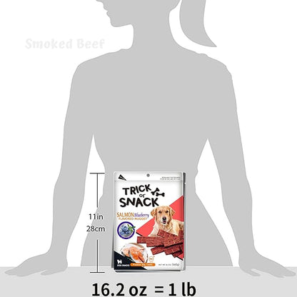 Premium 1lb Dog Jerky Treats | Dog Training | Dog Walking | Natural Grillers | Healthy Smoked Beef Chicken Salmon Chews Snacks Salmon Blueberry Nugget