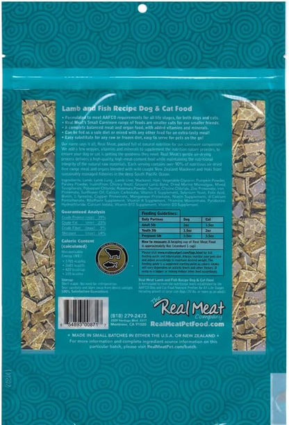 Real Meat Air Dried Cat Food & Dog Food w/ Real Lamb & Fish - 3.5lbs of USA-Crafted Grain-Free Dry Dog & Cat Food Sourced from Free-Range Lamb & Ocean-Caught Fish - All Natural, High Protein Pet Food