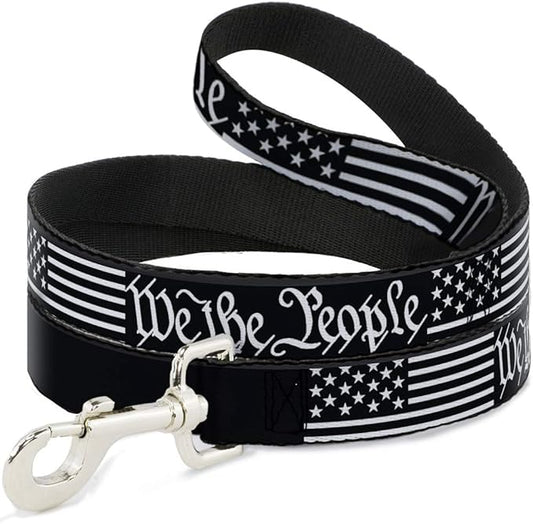 Dog Leash Americana Flag We The People Black White 6 Feet Long 1.5 Inch Wide