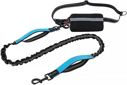 Plutus Pet Hands Free Dog Leash, Soft Padded Dual Handle Retractable Bungee Leash with Reflective Stitches, Adjustable Wasit Leash for Dog Walking Running Jogging, for Medium Large Dogs