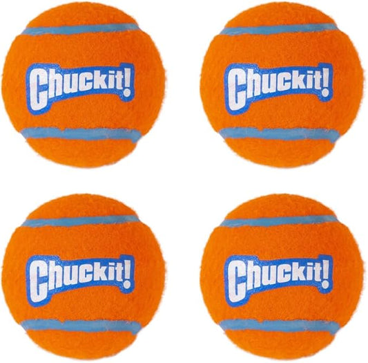 Chuckit Dog Tennis Ball Dog Toy, Medium (2.5 Inch Diameter) for dogs 20-60 lbs, Pack of 4