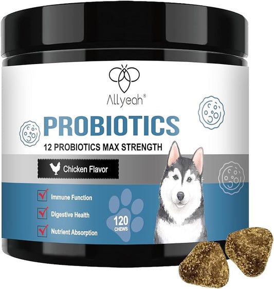 Probiotics for Dogs, Dog Probiotics for Yeast Infection, Itchy Skin and Itchy Ears, Gut Health for Dogs Pet Probiotics Chews Diarrhea Treatment Enzymes treats Digestive Health Stomach Relief