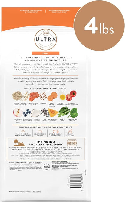 Nutro ULTRA High Protein Natural Dry Dog Puppy Food with a Trio of Proteins from Chicken Lamb and Salmon, 4 lb. Bag