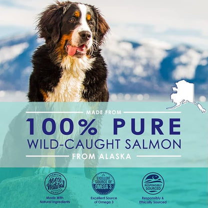 100% Pure Wild Alaskan Salmon Oil for Dogs, Omega 3 Dog Fish Oil Liquid, Skin and Coat Supplement for Shedding, Dry Itchy Skin and Allergies, All Natural EPA + DHA Fatty Acids, 32 oz Pump Bottle