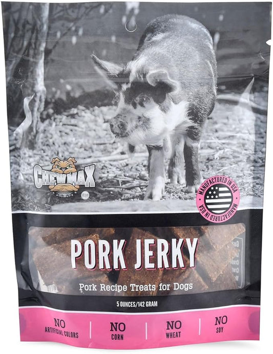 Pork Jerky Dog Treats for Dogs | Rawhide-Free, Made in USA | Healthy, Long-Lasting & Great Tasting Treat | No Artificial Colors, Satisfies Dog's Urge to Chew, 5 oz