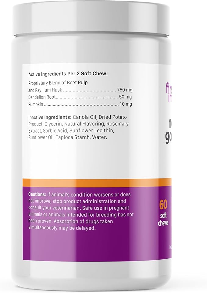 First Impressions No Scoots, Good Poops for Dogs - Tasty Soft Chews for Healthy Anal Gland and Digestion, High in Fiber for Dogs - with Beet Pulp, Psyllium Husk, and Pumpkin - 60 ct