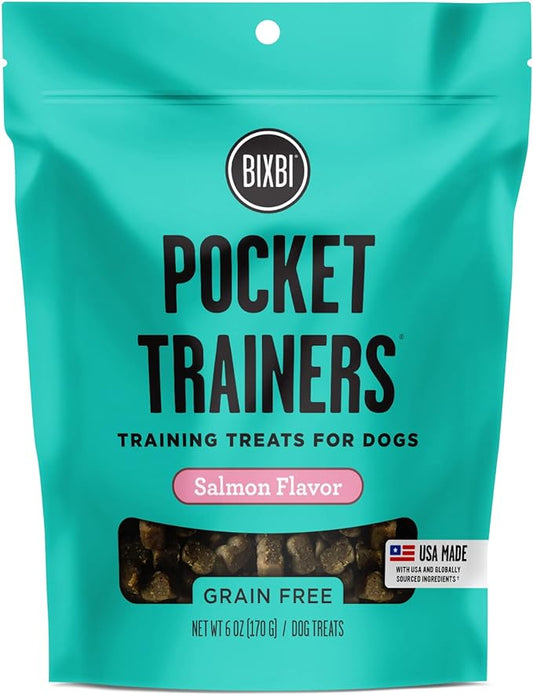 BIXBI Pocket Trainers, Salmon (6 oz, 1 Pouch) - Small Training Treats for Dogs - Low Calorie and Grain Free Dog Treats, Flavorful Pocket Size Healthy and All Natural Dog Treats