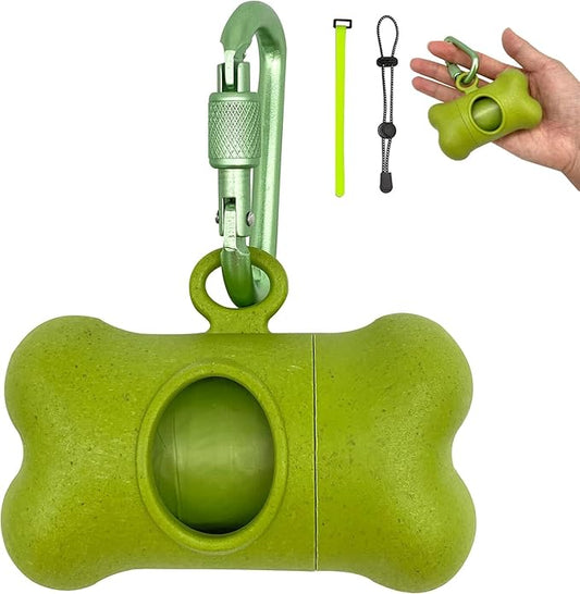 Bag Dispenser Dog Poop Bags Holder Dog Waste Bags Dispenser with Leak-Proof Green Poop Bags for Leash On The Go for Walking Dogs Outdoor(1 Holder 15 Bags，Grass Green)
