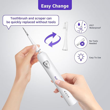 Dog Teeth Cleaning Kit, Dog Plaque and Tartar Remover with Dog Finger Toothbrush, Rechargeable Sonic Electric Dog Tooth Scraper & Brushing Kit for Dog, Pet