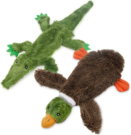 Best Pet Supplies Stuffing Free Squeaky Dog Toys for Small Dogs, Medium Dogs, and Large Dogs, Durable, Best Dog Chew Toy for Teething Puppy, Indoor Play - Duck & Alligator, Small