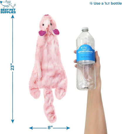 Best Pet Supplies Stuffing Free Squeaky Dog Toys for Small Dogs, Medium Dogs, and Large Dogs, Durable, Best Dog Chew Toy for Teething Puppy, Indoor Play, Holds Plastic Bottle - Pig, Large